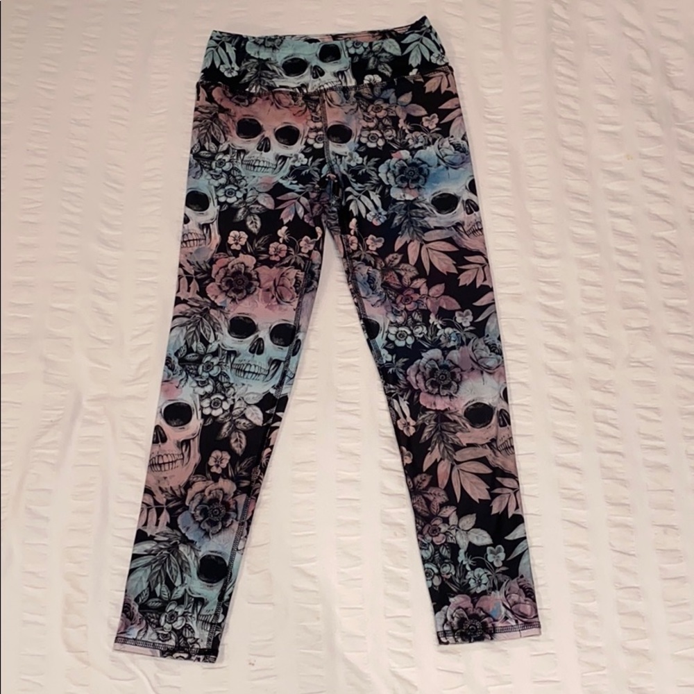 Blue & pink skull Evolution & Creation leggings
